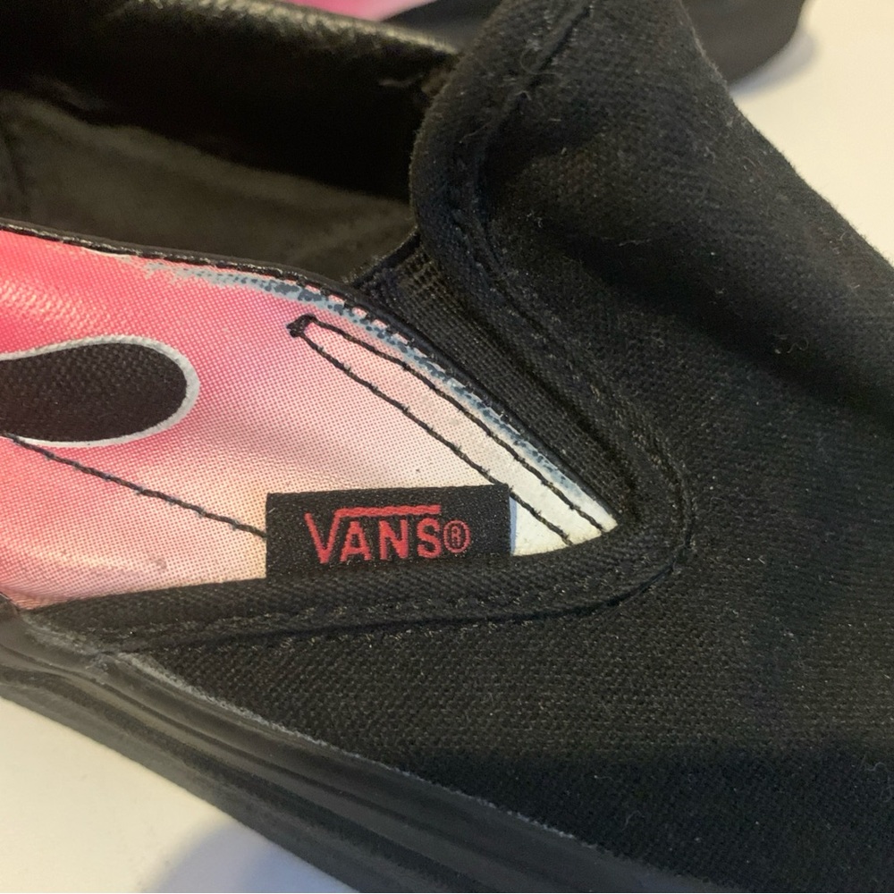 Vans slip on Black Sneakers with pink flame women’s size 8 - Picture 5 of 11